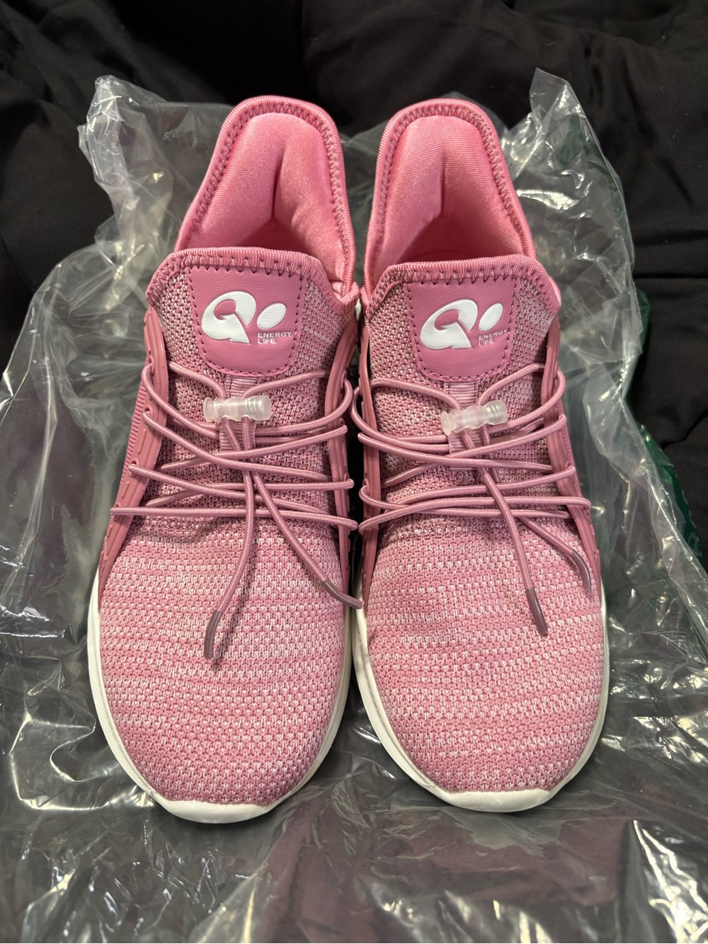 Women’s Pink Knit Athletic Sneakers with Quick-Lace System